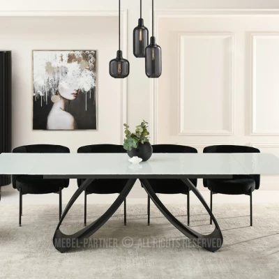 Rozkládací jídelní stůl 180(260)x95 EVONY - bílý / černý