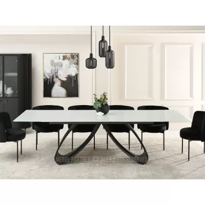 Rozkládací jídelní stůl 180(260)x95 EVONY - bílý / černý