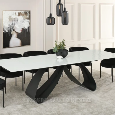 Rozkládací jídelní stůl 180(260)x95 EVONY - bílý / černý