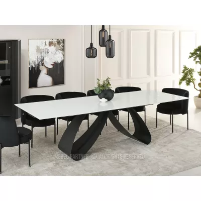 Rozkládací jídelní stůl 180(260)x95 EVONY - bílý / černý