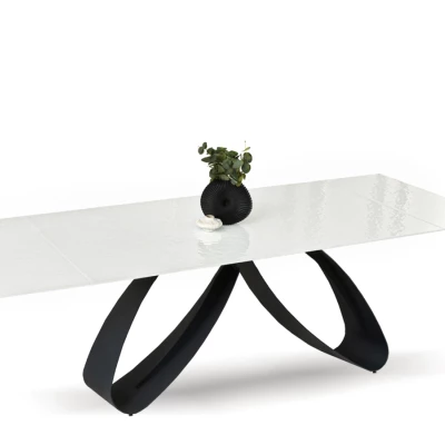 Rozkládací jídelní stůl 180(260)x95 EVONY - bílý / černý