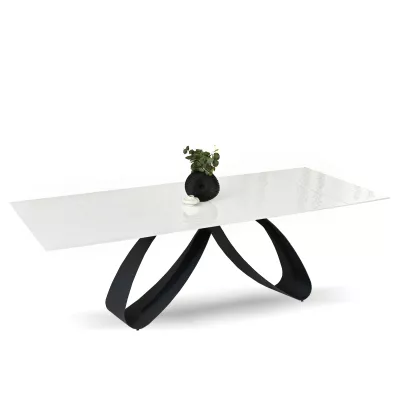 Rozkládací jídelní stůl 180(260)x95 EVONY - bílý / černý