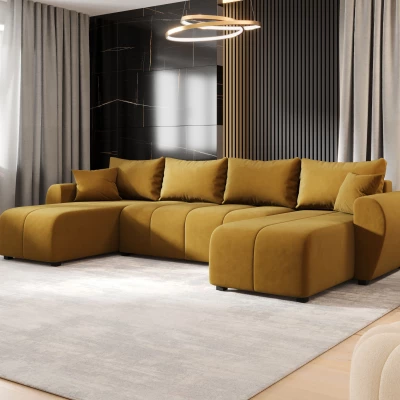 Rozkládací sedací souprava do U LUKAVA - žlutá