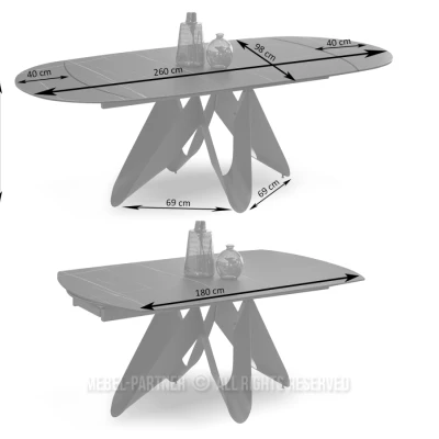 Elegantní rozkládací stůl 180(260)x98 CANO - béžový mramor / černý