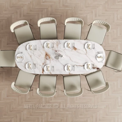 Elegantní rozkládací stůl 180(260)x98 CANO - béžový mramor / černý