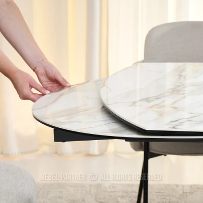 Elegantní rozkládací stůl 180(260)x98 CANO - béžový mramor / černý