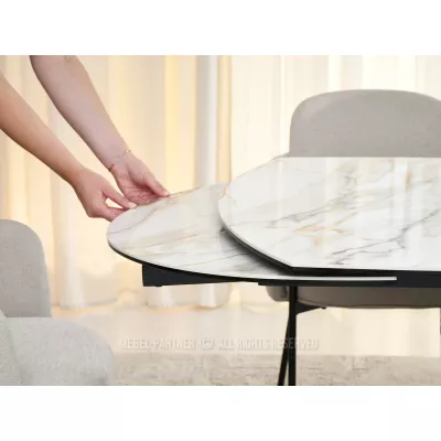 Elegantní rozkládací stůl 180(260)x98 CANO - béžový mramor / černý