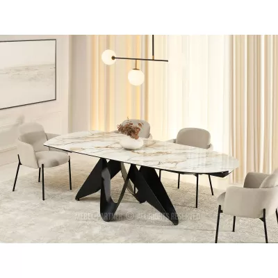 Elegantní rozkládací stůl 180(260)x98 CANO - béžový mramor / černý