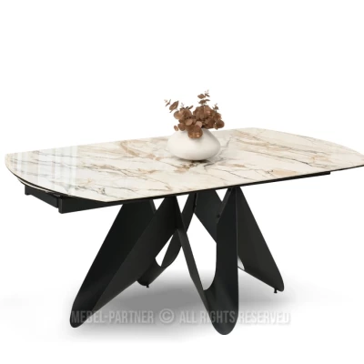 Elegantní rozkládací stůl 180(260)x98 CANO - béžový mramor / černý