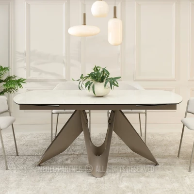 Elegantní rozkládací stůl 180(260)x98 CANO - krémový / béžový