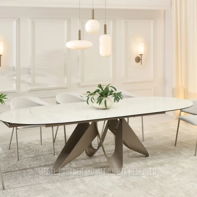Elegantní rozkládací stůl 180(260)x98 CANO - krémový / béžový