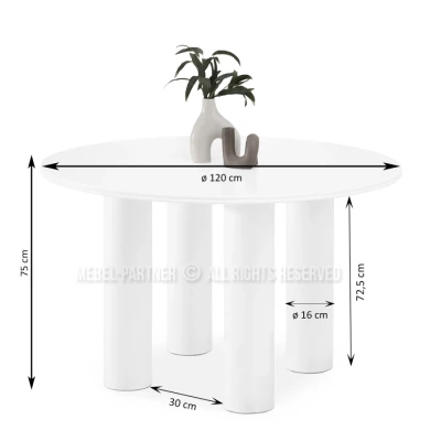 Kulatý jídelní stůl CASEY - bílý