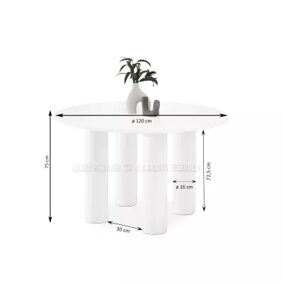 Kulatý jídelní stůl CASEY - bílý