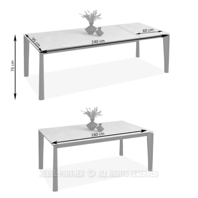 Rozkládací jídelní stůl 180(240)x95 WAHI - šedý mramor / černý