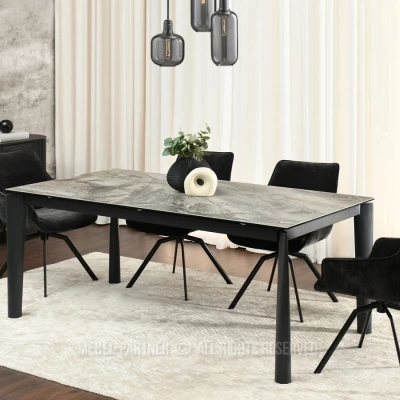 Rozkládací jídelní stůl 180(240)x95 WAHI - šedý mramor / černý