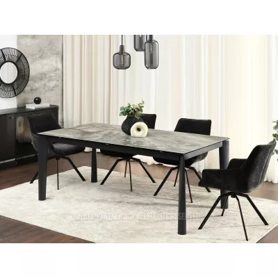 Rozkládací jídelní stůl 180(240)x95 WAHI - šedý mramor / černý