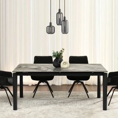 Rozkládací jídelní stůl 180(240)x95 WAHI - šedý mramor / černý