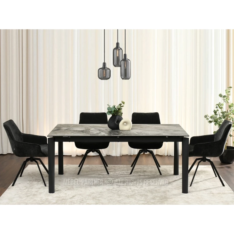 Rozkládací jídelní stůl 180(240)x95 WAHI - šedý mramor / černý