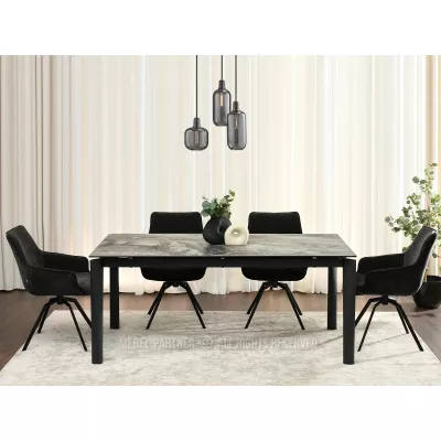 Rozkládací jídelní stůl 180(240)x95 WAHI - šedý mramor / černý