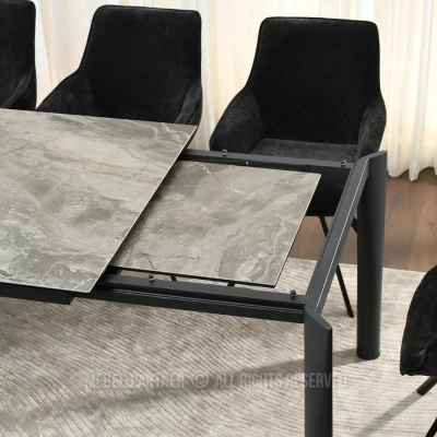 Rozkládací jídelní stůl 180(240)x95 WAHI - šedý mramor / černý