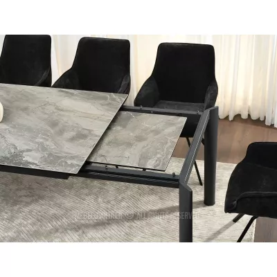 Rozkládací jídelní stůl 180(240)x95 WAHI - šedý mramor / černý