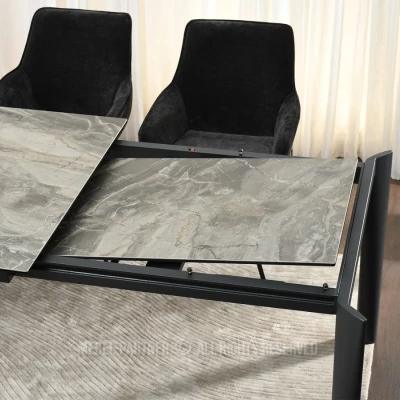 Rozkládací jídelní stůl 180(240)x95 WAHI - šedý mramor / černý