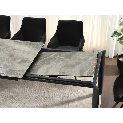 Rozkládací jídelní stůl 180(240)x95 WAHI - šedý mramor / černý