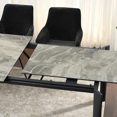 Rozkládací jídelní stůl 180(240)x95 WAHI - šedý mramor / černý