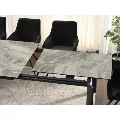 Rozkládací jídelní stůl 180(240)x95 WAHI - šedý mramor / černý