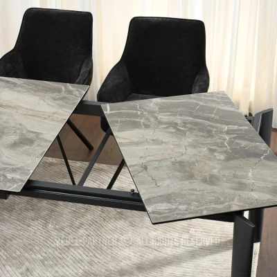 Rozkládací jídelní stůl 180(240)x95 WAHI - šedý mramor / černý