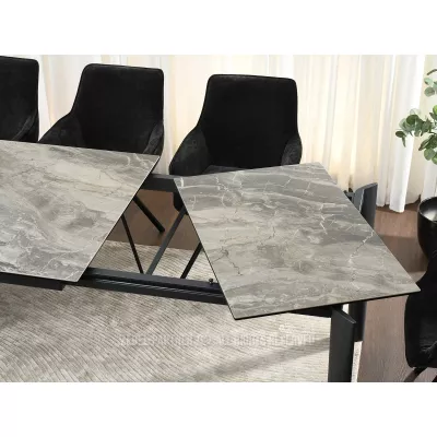 Rozkládací jídelní stůl 180(240)x95 WAHI - šedý mramor / černý