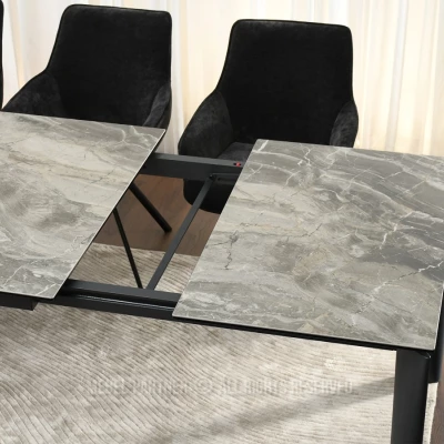 Rozkládací jídelní stůl 180(240)x95 WAHI - šedý mramor / černý