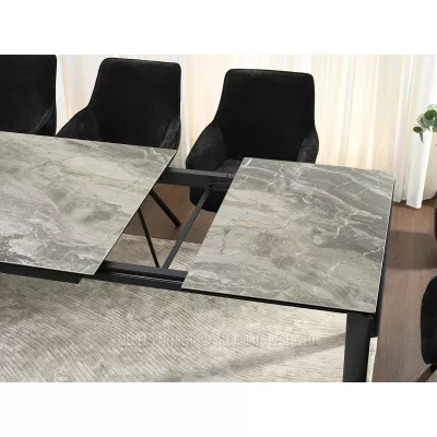 Rozkládací jídelní stůl 180(240)x95 WAHI - šedý mramor / černý