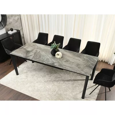 Rozkládací jídelní stůl 180(240)x95 WAHI - šedý mramor / černý