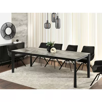 Rozkládací jídelní stůl 180(240)x95 WAHI - šedý mramor / černý