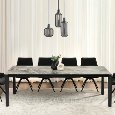 Rozkládací jídelní stůl 180(240)x95 WAHI - šedý mramor / černý