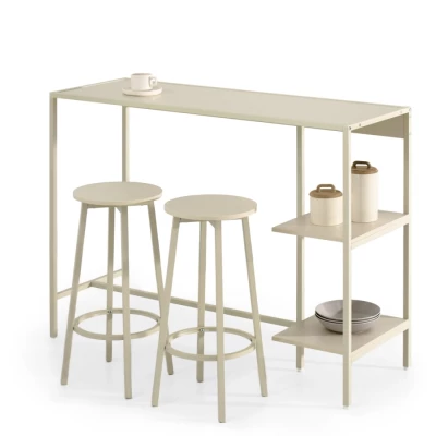 Barový stůl se stoličkami RONAL - krémový