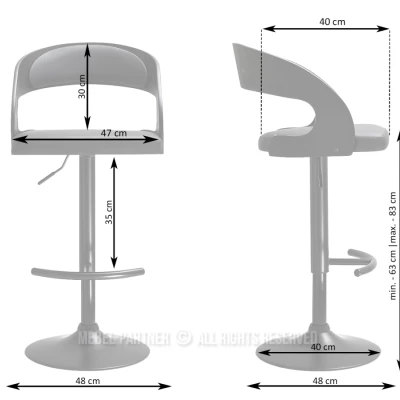 Nastavitelná barová židle ZUWENA - černá / ořech
