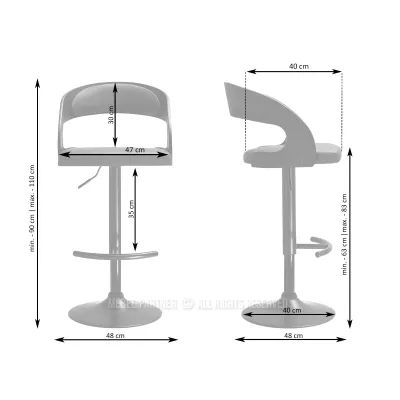 Nastavitelná barová židle ZUWENA - černá / ořech
