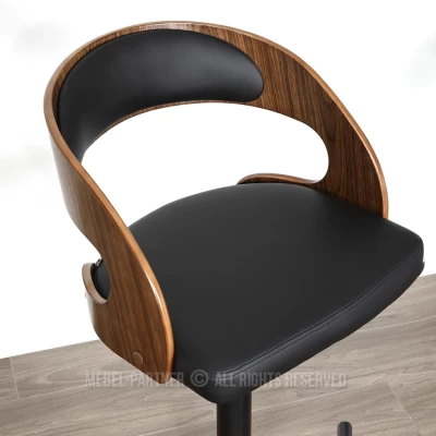 Nastavitelná barová židle ZUWENA - černá / ořech