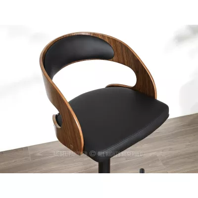 Nastavitelná barová židle ZUWENA - černá / ořech