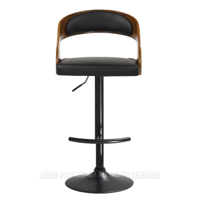 Nastavitelná barová židle ZUWENA - černá / ořech