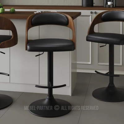 Nastavitelná barová židle ZUWENA - černá / ořech