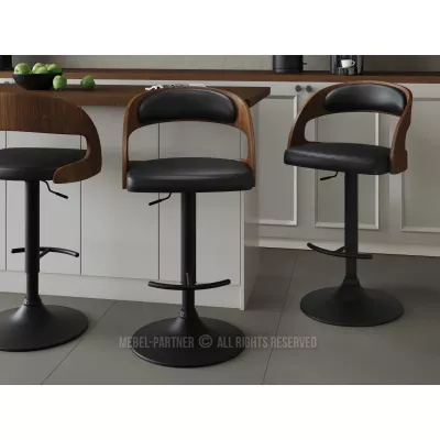 Nastavitelná barová židle ZUWENA - černá / ořech