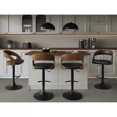 Nastavitelná barová židle ZUWENA - černá / ořech