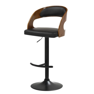 Nastavitelná barová židle ZUWENA - černá / ořech