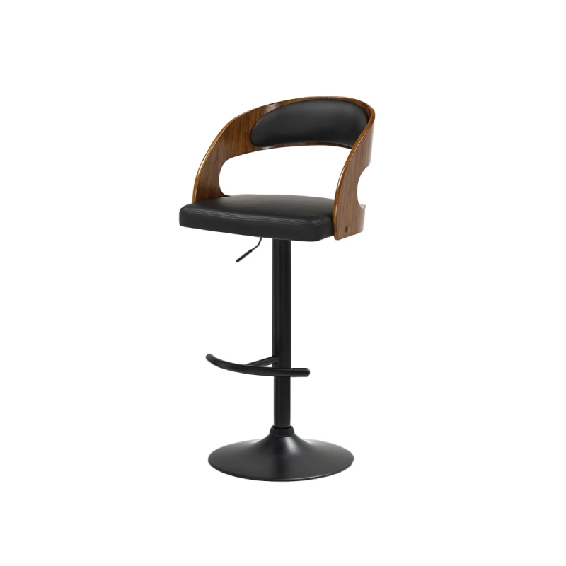 Nastavitelná barová židle ZUWENA - černá / ořech