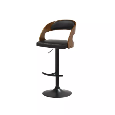 Nastavitelná barová židle ZUWENA - černá / ořech
