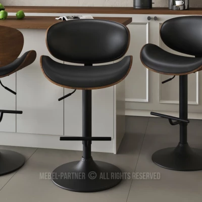 Otočná barová židle MYRTEL - černá / ořech