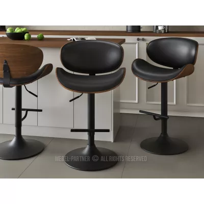 Otočná barová židle MYRTEL - černá / ořech